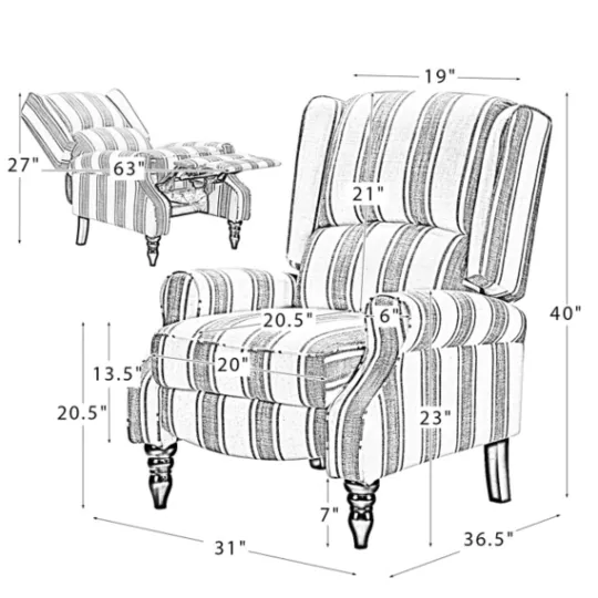 Kirkland's Home Cream And Gray Plaid Traditional Recliner- Accent Chairs