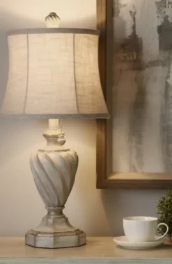 Kirkland's Home Cream And Off-White Table Lamp- Table Lamps