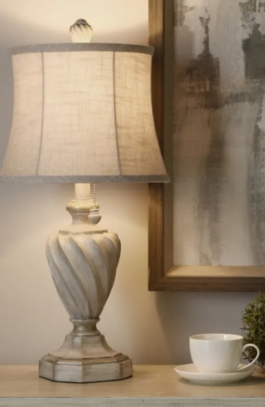 Kirkland's Home Cream And Off-White Table Lamp- Table Lamps