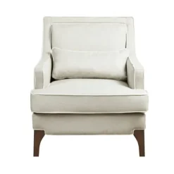 Kirkland's Home Cream And White Contrast Welting Accent Chair- Accent Chairs