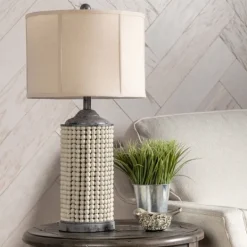 Kirkland's Home Cream Beaded Table Lamp- Table Lamps