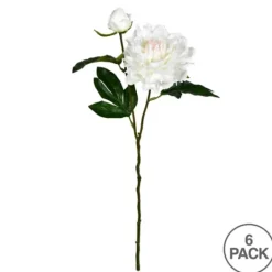Kirkland's Home Cream Blooming Peony Stems, Set Of 6- Stems & Bouquets