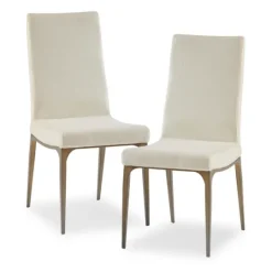 Kirkland's Home Cream Bronze Metal Base Dining Chairs, Set Of 2- Dining Chairs