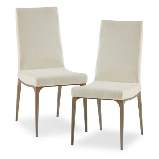 Kirkland's Home Cream Bronze Metal Base Dining Chairs, Set Of 2- Dining Chairs