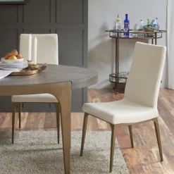 Kirkland's Home Cream Bronze Metal Base Dining Chairs, Set Of 2- Dining Chairs