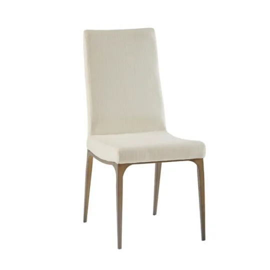 Kirkland's Home Cream Bronze Metal Base Dining Chairs, Set Of 2- Dining Chairs
