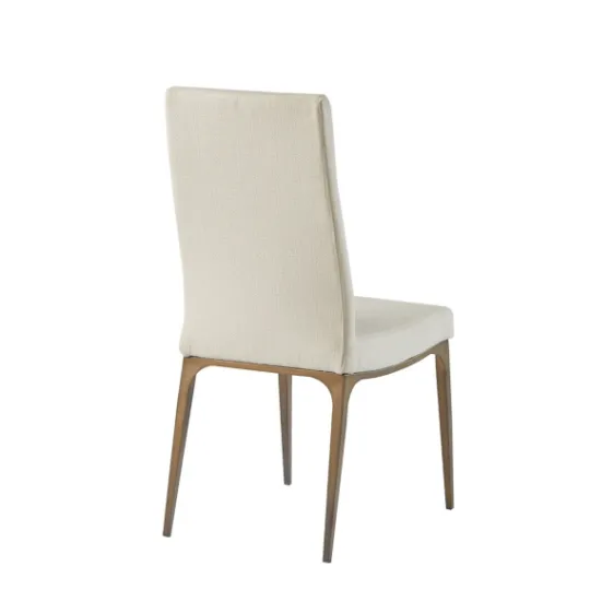 Kirkland's Home Cream Bronze Metal Base Dining Chairs, Set Of 2- Dining Chairs