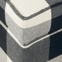 Kirkland's Home Cream Buffalo Plaid Upholstered Storage Ottoman- Benches & Ottomans