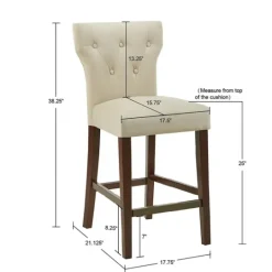 Kirkland's Home Cream Button Tufted Back Counter Stool- Bar Stools & Counter Height Stools
