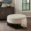Kirkland's Home Cream Button Tufted Storage Ottoman- Benches & Ottomans
