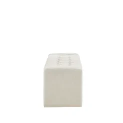 Kirkland's Home Cream Button Tufted Upholstered Storage Bench- Benches & Ottomans