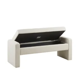 Kirkland's Home Cream Button Tufted Upholstered Storage Bench- Benches & Ottomans