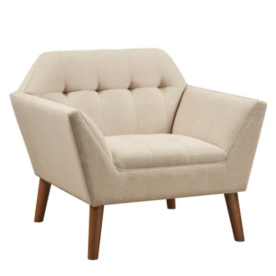 Kirkland's Home Cream Button Tufted Upholstered Accent Chair- Accent Chairs