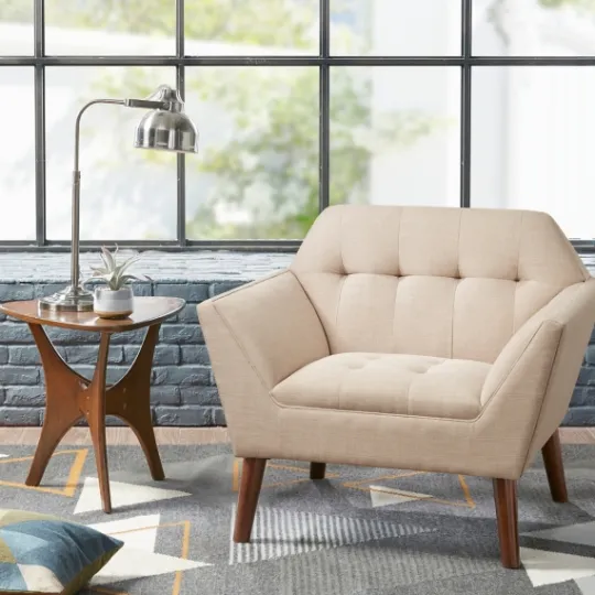 Kirkland's Home Cream Button Tufted Upholstered Accent Chair- Accent Chairs