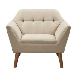 Kirkland's Home Cream Button Tufted Upholstered Accent Chair- Accent Chairs