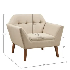 Kirkland's Home Cream Button Tufted Upholstered Accent Chair- Accent Chairs