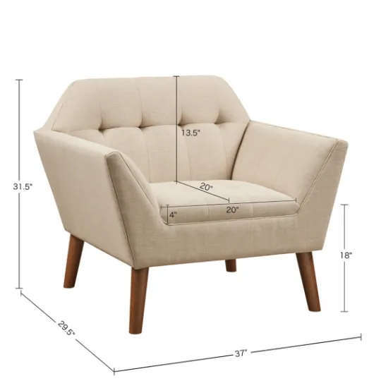 Kirkland's Home Cream Button Tufted Upholstered Accent Chair- Accent Chairs