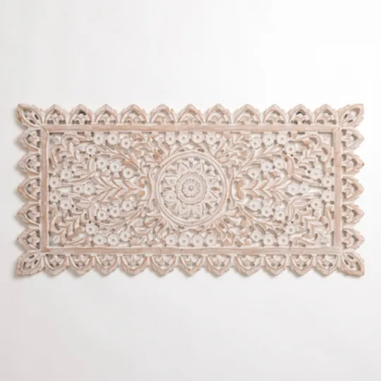 Kirkland's Home Cream Carved Wooden Wall Plaque- Wall Plaques
