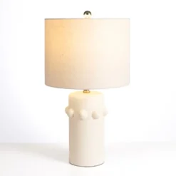 Kirkland's Home Cream Ceramic Knobs Table Lamp- Table Lamps
