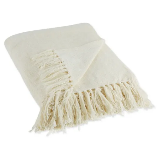 Kirkland's Home Cream Chenille Fringe Throw- Blankets & Throws