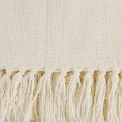 Kirkland's Home Cream Chenille Fringe Throw- Blankets & Throws