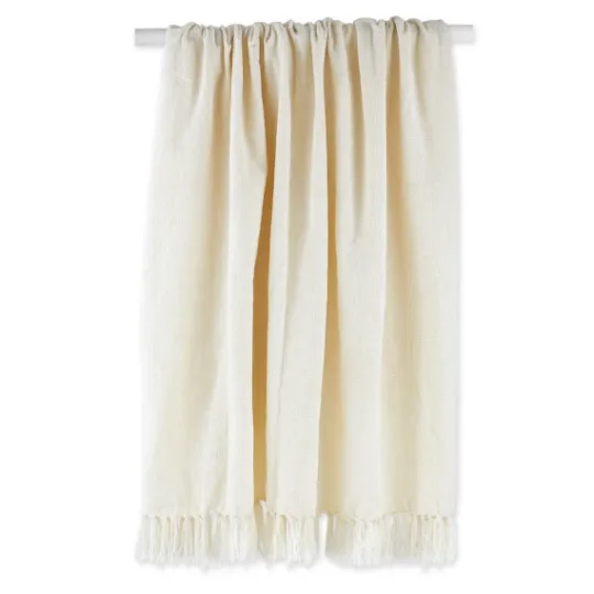 Kirkland's Home Cream Chenille Fringe Throw- Blankets & Throws