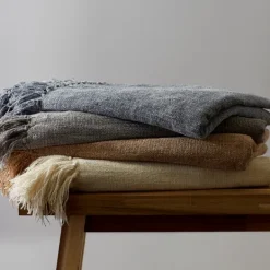 Kirkland's Home Cream Chenille Fringe Throw- Blankets & Throws