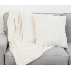 Kirkland's Home Cream Chevron 3-Pc. Pillows And Throw Set- Blankets & Throws