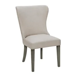 Kirkland's Home Cream Curved Back Upholstered Dining Chair- Dining Chairs