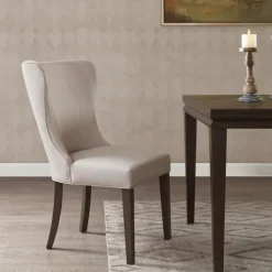 Kirkland's Home Cream Curved Back Upholstered Dining Chair- Dining Chairs