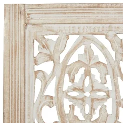 Kirkland's Home Cream Distressed Carved Floral Wall Plaque- Wall Plaques
