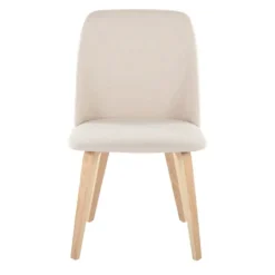Kirkland's Home Cream Faux Leather Wood Dining Chairs, Set Of 2- Dining Chairs