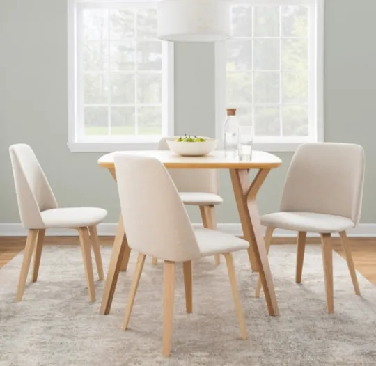 Kirkland's Home Cream Faux Leather Wood Dining Chairs, Set Of 2- Dining Chairs
