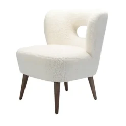 Kirkland's Home Cream Fluffy Wingback Accent Chair- Accent Chairs