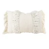 Kirkland's Home Cream Hand Woven Fringe Ends Lumbar Pillow- Pillows