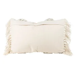 Kirkland's Home Cream Hand Woven Fringe Ends Lumbar Pillow- Pillows