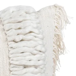 Kirkland's Home Cream Hand Woven Fringe Ends Lumbar Pillow- Pillows