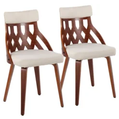 Kirkland's Home Cream Lattice Back 2-Pc. Dining Chair Set- Dining Chairs