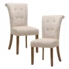 Kirkland's Home Cream Linen Rolled Back Dining Chairs, Set Of 2- Dining Chairs