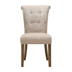 Kirkland's Home Cream Linen Rolled Back Dining Chairs, Set Of 2- Dining Chairs