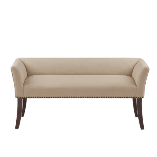 Kirkland's Home Cream Low Back Flared Arms Bench- Benches & Ottomans