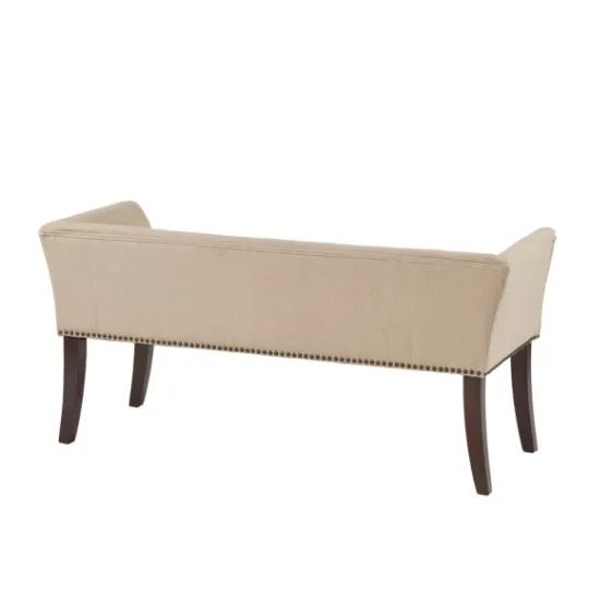 Kirkland's Home Cream Low Back Flared Arms Bench- Benches & Ottomans