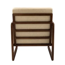 Kirkland's Home Cream Mahogany Finish Cane Panel Accent Chair- Accent Chairs