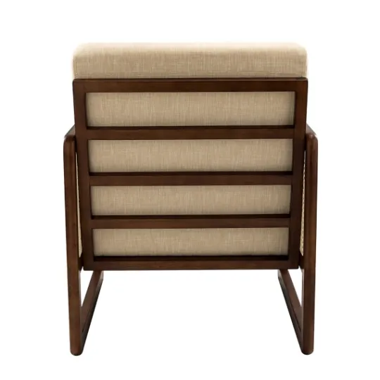Kirkland's Home Cream Mahogany Finish Cane Panel Accent Chair- Accent Chairs