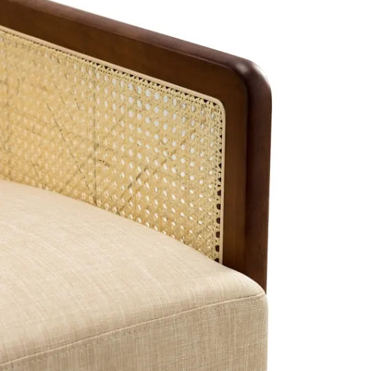Kirkland's Home Cream Mahogany Finish Cane Panel Accent Chair- Accent Chairs