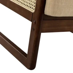 Kirkland's Home Cream Mahogany Finish Cane Panel Accent Chair- Accent Chairs