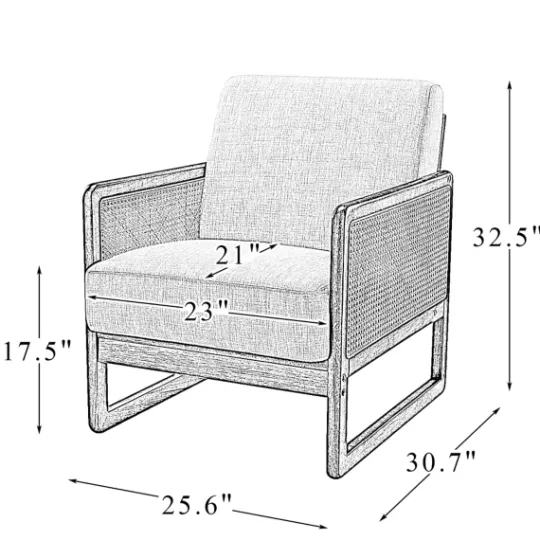 Kirkland's Home Cream Mahogany Finish Cane Panel Accent Chair- Accent Chairs