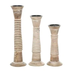 Kirkland's Home Cream Mango Wood Candle Holders, Set Of 3- Candle Holders