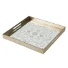 Kirkland's Home Cream Moroccan Pattern Tray With Gold Edges- Decorative Trays