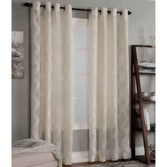Kirkland's Home Cream Ogival Sheer Single Curtain Panel, 84 In.- Curtains & Drapes